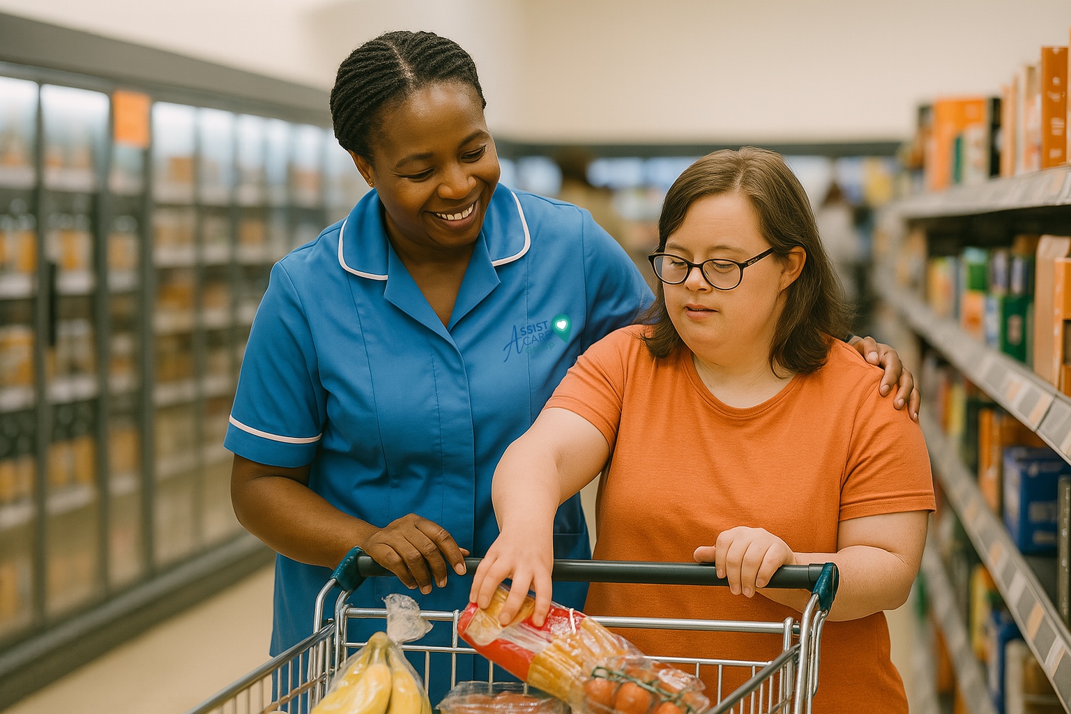Person shopping with carer